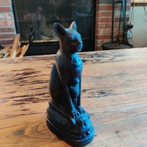Stone Egyptian cat statue black